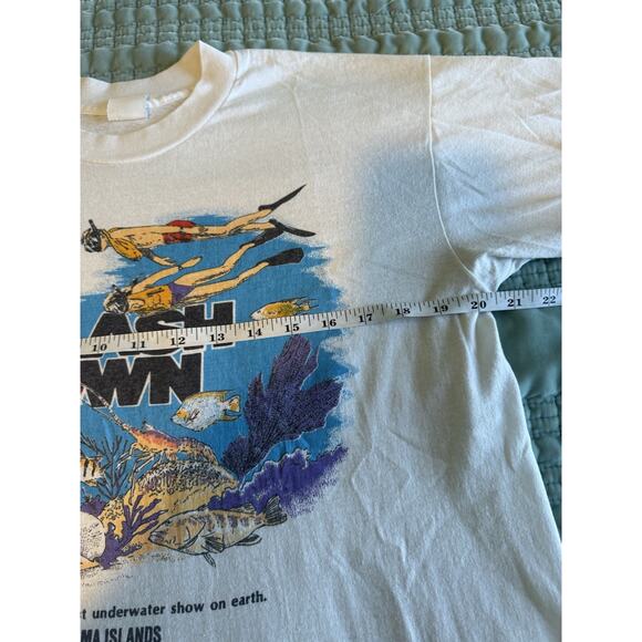 Vintage Distressed Splash Down Scuba Diving Shirt Single Stitch Large Bahamas - Picture 6 of 7